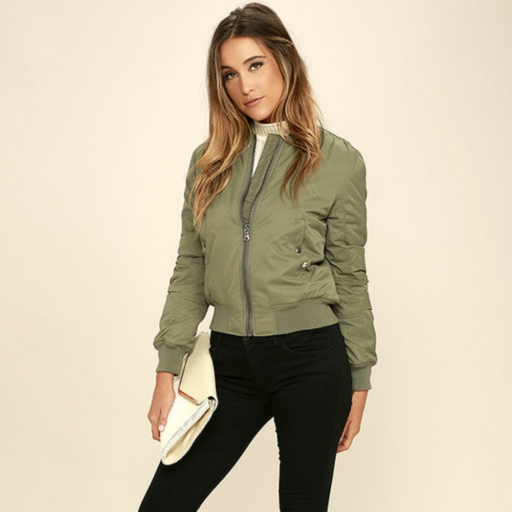 Billabong Lost in Time Olive Green Bomber Jacket